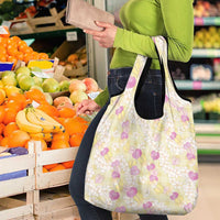 Anthurium Plumeria Lei Pastel Grocery Bag Yellow Hawaiian Splendid Palaka LT01 - Polynesian Pride