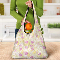 Anthurium Plumeria Lei Pastel Grocery Bag Yellow Hawaiian Splendid Palaka LT01 - Polynesian Pride