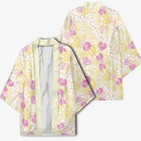 Anthurium Plumeria Lei Pastel Kimono Yellow Hawaiian Splendid Palaka LT01 - Polynesian Pride