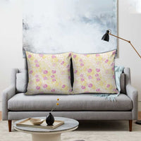 Anthurium Plumeria Lei Pastel Pillow Cover Yellow Hawaiian Splendid Palaka LT01 - Polynesian Pride