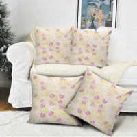 Anthurium Plumeria Lei Pastel Pillow Cover Yellow Hawaiian Splendid Palaka LT01 - Polynesian Pride