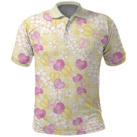 Anthurium Plumeria Lei Pastel Polo Shirt Yellow Hawaiian Splendid Palaka LT01 Yellow - Polynesian Pride