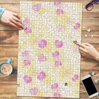 Anthurium Plumeria Lei Pastel Puzzle Yellow Hawaiian Splendid Palaka LT01 Yellow - Polynesian Pride