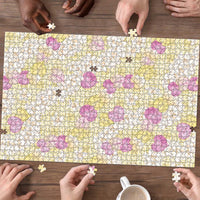 Anthurium Plumeria Lei Pastel Puzzle Yellow Hawaiian Splendid Palaka LT01 - Polynesian Pride
