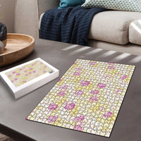 Anthurium Plumeria Lei Pastel Puzzle Yellow Hawaiian Splendid Palaka LT01 - Polynesian Pride
