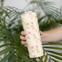 Anthurium Plumeria Lei Pastel Skinny Tumbler Yellow Hawaiian Splendid Palaka