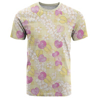 Anthurium Plumeria Lei Pastel T Shirt Yellow Hawaiian Splendid Palaka