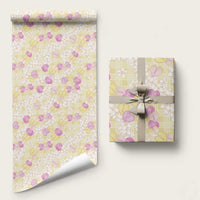 Anthurium Plumeria Lei Pastel Wrapping Paper Yellow Hawaiian Splendid Palaka LT01 58" × 23" Yellow - Polynesian Pride
