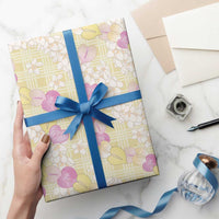 Anthurium Plumeria Lei Pastel Wrapping Paper Yellow Hawaiian Splendid Palaka LT01 - Polynesian Pride