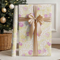 Anthurium Plumeria Lei Pastel Wrapping Paper Yellow Hawaiian Splendid Palaka LT01 - Polynesian Pride