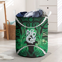 Maori Matariki Manaia Kakariki Laundry Basket Maori Kowhaiwhai Pattern Galaxy