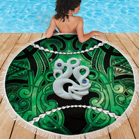Maori Matariki Manaia Kakariki Beach Blanket Maori Kowhaiwhai Pattern Galaxy