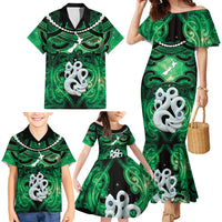 Personalised Maori Matariki Manaia Kakariki Family Matching Mermaid Dress and Hawaiian Shirt Maori Kowhaiwhai Pattern Galaxy