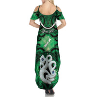 Personalised Maori Matariki Manaia Kakariki Family Matching Summer Maxi Dress and Hawaiian Shirt Maori Kowhaiwhai Pattern Galaxy
