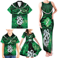 Personalised Maori Matariki Manaia Kakariki Family Matching Tank Maxi Dress and Hawaiian Shirt Maori Kowhaiwhai Pattern Galaxy
