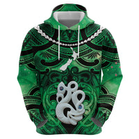 Personalised Maori Matariki Manaia Kakariki Hoodie Maori Kowhaiwhai Pattern Galaxy
