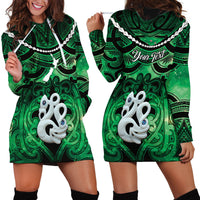 Personalised Maori Matariki Manaia Kakariki Hoodie Dress Maori Kowhaiwhai Pattern Galaxy