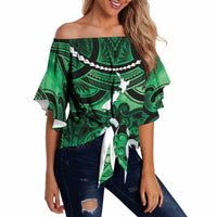 Personalised Maori Matariki Manaia Kakariki Off Shoulder Wrap Waist Top Maori Kowhaiwhai Pattern Galaxy LT01 - Polynesian Pride