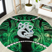 Maori Matariki Manaia Kakariki Round Carpet Maori Kowhaiwhai Pattern Galaxy LT01 Green - Polynesian Pride