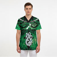 Personalised Maori Matariki Manaia Kakariki Scrub Top Maori Kowhaiwhai Pattern Galaxy LT01 - Polynesian Pride