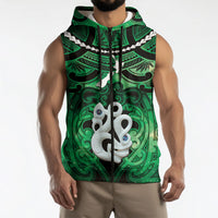 Personalised Maori Matariki Manaia Kakariki Sleeveless Zip Hoodie Maori Kowhaiwhai Pattern Galaxy