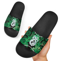 Maori Matariki Manaia Kakariki Slide Sandals Maori Kowhaiwhai Pattern Galaxy