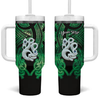 Personalised Maori Matariki Manaia Kakariki Tumbler With Handle Maori Kowhaiwhai Pattern Galaxy