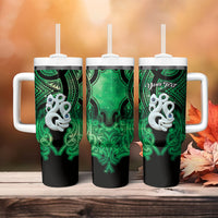 Personalised Maori Matariki Manaia Kakariki Tumbler With Handle Maori Kowhaiwhai Pattern Galaxy