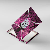 Maori Matariki Manaia Mawhero Canvas Wall Art Maori Kowhaiwhai Pattern Galaxy LT01 With Frame Pink - Polynesian Pride
