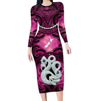 Personalised Maori Matariki Manaia Mawhero Family Matching Long Sleeve Bodycon Dress and Hawaiian Shirt Maori Kowhaiwhai Pattern Galaxy