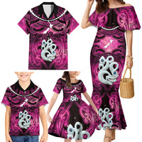 Personalised Maori Matariki Manaia Mawhero Family Matching Mermaid Dress and Hawaiian Shirt Maori Kowhaiwhai Pattern Galaxy