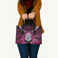 Maori Matariki Manaia Mawhero Leather Bag Maori Kowhaiwhai Pattern Galaxy