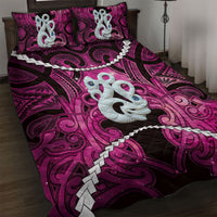Maori Matariki Manaia Mawhero Quilt Bed Set Maori Kowhaiwhai Pattern Galaxy LT01 Pink - Polynesian Pride