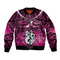 Personalised Maori Matariki Manaia Mawhero Sleeve Zip Bomber Jacket Maori Kowhaiwhai Pattern Galaxy