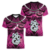 Personalised Maori Matariki Manaia Mawhero Women V-Neck T-Shirt Maori Kowhaiwhai Pattern Galaxy