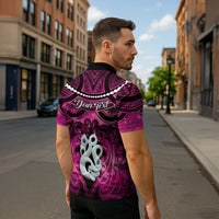 Personalised Maori Matariki Manaia Mawhero Zipper Polo Shirt Maori Kowhaiwhai Pattern Galaxy LT01 - Polynesian Pride