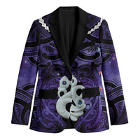 Personalised Maori Matariki Manaia Waiporoporo Blazer Maori Kowhaiwhai Pattern Galaxy LT01 Unisex Purple - Polynesian Pride