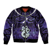 Personalised Maori Matariki Manaia Waiporoporo Bomber Jacket Maori Kowhaiwhai Pattern Galaxy LT01 Unisex Purple - Polynesian Pride