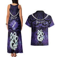 Personalised Maori Matariki Manaia Waiporoporo Couples Matching Tank Maxi Dress and Hawaiian Shirt Maori Kowhaiwhai Pattern Galaxy