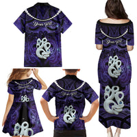 Personalised Maori Matariki Manaia Waiporoporo Family Matching Puletasi and Hawaiian Shirt Maori Kowhaiwhai Pattern Galaxy