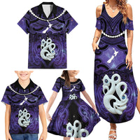 Personalised Maori Matariki Manaia Waiporoporo Family Matching Summer Maxi Dress and Hawaiian Shirt Maori Kowhaiwhai Pattern Galaxy