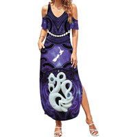 Personalised Maori Matariki Manaia Waiporoporo Family Matching Summer Maxi Dress and Hawaiian Shirt Maori Kowhaiwhai Pattern Galaxy