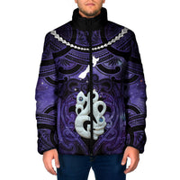 Personalised Maori Matariki Manaia Waiporoporo Padded Jacket Maori Kowhaiwhai Pattern Galaxy