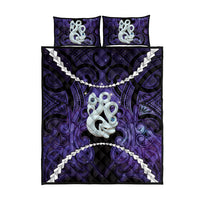 Maori Matariki Manaia Waiporoporo Quilt Bed Set Maori Kowhaiwhai Pattern Galaxy