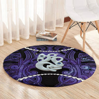Maori Matariki Manaia Waiporoporo Round Carpet Maori Kowhaiwhai Pattern Galaxy