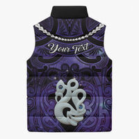 Personalised Maori Matariki Manaia Waiporoporo Sleeveless Puffer Jacket Maori Kowhaiwhai Pattern Galaxy