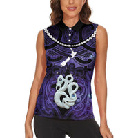 Personalised Maori Matariki Manaia Waiporoporo Women Sleeveless Polo Shirt Maori Kowhaiwhai Pattern Galaxy