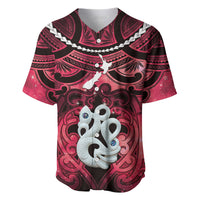 Personalised Maori Matariki Manaia Whero Baseball Jersey Maori Kowhaiwhai Pattern Galaxy LT01 Red - Polynesian Pride