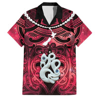 Personalised Maori Matariki Manaia Whero Family Matching Mermaid Dress and Hawaiian Shirt Maori Kowhaiwhai Pattern Galaxy LT01 Dad's Shirt - Short Sleeve Red - Polynesian Pride
