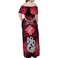 Personalised Maori Matariki Manaia Whero Family Matching Off Shoulder Maxi Dress and Hawaiian Shirt Maori Kowhaiwhai Pattern Galaxy